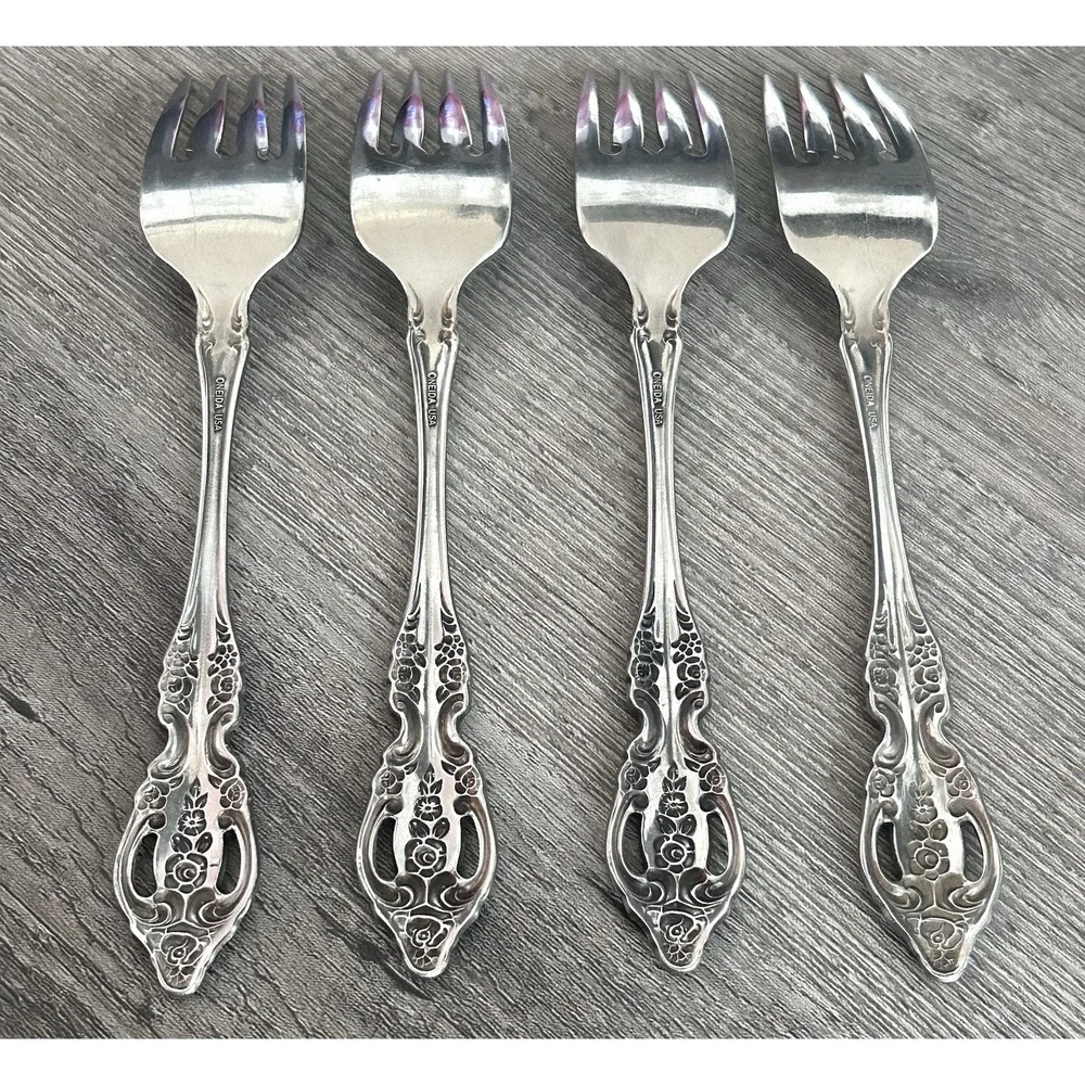 Onieda RENOIR‎ PEMBROOKE Salad Forks Set of 4 Stainless Made In USA